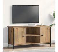 Meuble TV - Artisan Chêne - 100x40x50 cm - Bois d'ingénierie - Acier noir - Finition mate