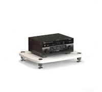 Meuble TV/Audio à 1/2/3/4 Niveaux, avec Pointes de découplage, étagère for Consoles et équipements de Jeux vidéo, idéale for la Maison, Le Bureau ou la Salle de cinéma.(White,1 Tier)