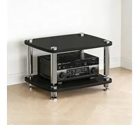 Meuble TV/Audio à 1/2/3/4 Niveaux, avec Pointes de découplage, étagère for Consoles et équipements de Jeux vidéo, idéale for la Maison, Le Bureau ou la Salle de cinéma.(Noir,3 Tier)