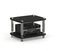 Meuble TV/Audio à 1/2/3/4 Niveaux, avec Pointes de découplage, étagère for Consoles et équipements de Jeux vidéo, idéale for la Maison, Le Bureau ou la Salle de cinéma.(Noir,2 Tier)