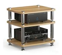 Meuble TV/Audio à 1/2/3/4 Niveaux, avec Pointes de découplage, étagère for Consoles et équipements de Jeux vidéo, idéale for la Maison, Le Bureau ou la Salle de cinéma.(Beige,3 Tier)