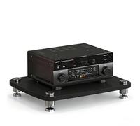 Meuble TV/Audio à 1/2/3/4 Niveaux, avec Pointes de découplage, étagère for Consoles et équipements de Jeux vidéo, idéale for la Maison, Le Bureau ou la Salle de cinéma.(Noir,1 Tier)