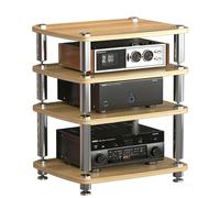 Meuble TV/Audio à 1/2/3/4 Niveaux, avec Pointes de découplage, étagère for Consoles et équipements de Jeux vidéo, idéale for la Maison, Le Bureau ou la Salle de cinéma.(Beige,4 Tier)