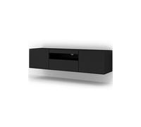 Meuble TV universel Aura 150 cm à poser ou suspendu noir mat