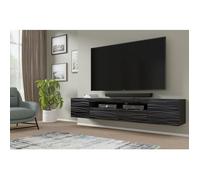 Homlando Aura Meuble TV Universel Sahara Effet 3D, à Suspendre ou à Poser, avec Espace de Rangement, Ouverture pour câble, Salon, 200 cm, Noir Sahara