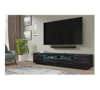 Meuble TV AURA 200 suspendu ou sur pied SAHARA noir + LED