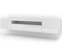 Meuble TV Aura 200x37x42H Cm meuble suspendu ou au sol avec pieds Corps: blanc m