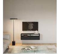 Meuble TV avec 2 abattants et étagères - FRAMME - noir - 100 cm