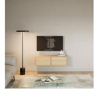 Selsey Meuble TV Suspendu Bois 100 cm Design Contemporain en Aspect chêne 2 Abattants Basculants Système Push-to-Open Finition Authentique Idéal pour Intérieur Moderne