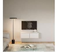 Selsey Meuble TV Suspendu Bois 100 cm Design Contemporain en Blanc 2 Abattants Basculants Système Push-to-Open Finition Authentique Idéal pour Intérieur Moderne