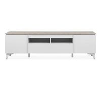 Meuble TV avec 2 portes, 1 tiroir, 2 niches L177 cm Blanc