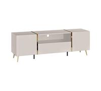 Vente-unique - Meuble TV avec 2 Portes, 1 tiroir et 1 Niche - Beige et Doré - MARZIALO