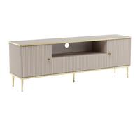 Meuble TV avec 2 portes, 1 tiroir et 1 niche en MDF et acier - Beige et doré - SINEAD de Pascal MORABITO Beige, Doré