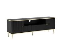 Meuble TV avec 2 portes, 1 tiroir et 1 niche en MDF et acier - Noir et doré - SINEAD de Pascal MORABITO