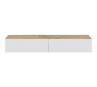 Meuble TV avec 2 portes coloris chêne nordique, blanc artic - longueur 180 x hauteur 28 x profondeur 34,50 cm - PEGANE - Blanc G
