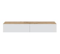 Meuble TV avec 2 portes coloris chêne nordique, blanc artic - longueur 180 x hauteur 28 x profondeur 34,50 cm