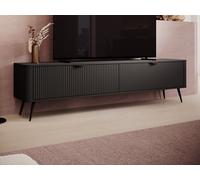 Meuble TV avec 2 portes en MDF - Noir - ELONARIA
