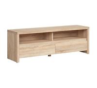 PEGANE Meuble TV avec 2 tiroirs et Une étagère, Coloris chêne Sonoma - Longueur 143,5 x Hauteur 48,5 x Profondeur 40,5 cm