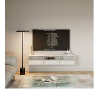 Meuble TV avec 3 abattants et étagères - FRAMME - blanc - 150 cm