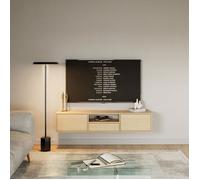Selsey Meuble TV Suspendu 150 cm Aspect chêne Design Scandinave Minimaliste Gain de Place avec 3 Abattants et Niche pour Appareils Multimédias Bois Laminé Durable