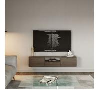 Selsey Meuble TV Suspendu 150 cm Aspect Noyer Design Scandinave Minimaliste Gain de Place avec 3 Abattants et Niche pour Appareils Multimédias Bois Laminé Durable