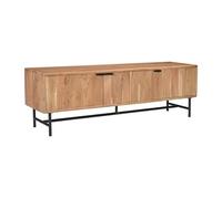 Meuble TV avec 3 portes en bois d'acacia et métal noir - Naturel clair - ALEVIA