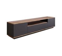 Meuble TV avec 3 portes et 1 niche - Anthracite et naturel - LOTULA Gris anthracite, Naturel clair G