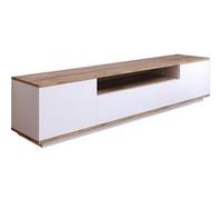 Meuble TV avec 3 portes et 1 niche - Blanc et naturel - LOTULA Naturel clair, Blanc G