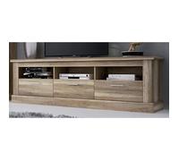 Meuble TV avec 3 tiroirs coloris Chêne vieilli - Longueur 180 x Profondeur 41 x Hauteur 56 cm