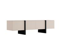 Meuble TV avec 4 portes en MDF - Beige et Noir - LUVONIA