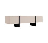 Meuble TV avec 4 portes en MDF - Beige et Noir - LUVONIA