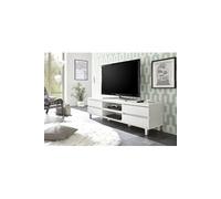 Meuble TV avec 4 tiroirs decor blanc mat - L165 x H47 x P40 cm --
