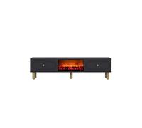 Meuble TV avec cheminée LED 150cm gris anthracite FYRI