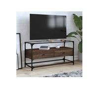 vidaXL Meuble TV avec dessus en verre chêne marron bois d'ingénierie