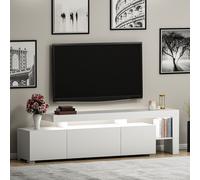 Hanah Home – Meuble TV BELIZ – éclairage LED – Blanc – 192 x 53 x 37 cm