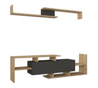 Meuble TV avec étagère murale Liksefte 154 x 28 x 42 cm chêne saphir / noir