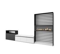 Meuble TV avec feu 360x186x35cm Pour les TV jusqu'à 65"" Blanc et noir RF3188