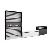 Meuble TV avec feu 360x35x186cm Pour les TV jusqu'à 65"" Blanc et noir RF3187