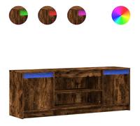 Meuble TV avec LED | banc tv | meuble de rangement chêne fumé 139,5x34x50 cm bois d'ingénierie CHY48467716