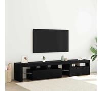 Meubles TV vidaXL 3 pcs avec éclairage LED en chêne noir en bois d'ingénierie, Meubles TV vidaXL avec éclairage LED 2 pcs Chêne Noir 75x35x40 cm Bois d'ingénierie