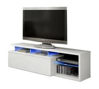 Meuble TV avec LED coloris Blanc brillant - 43 x 150 x 41 cm