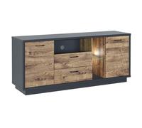 Meuble TV avec LED coloris chêne, graphite - Longueur 170 x Profondeur 45 x hauteur 74 cm