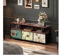 Meuble TV avec Lumières LED, 3 Tiroirs, Chiffonnier Meuble de Rangement, Meuble Télé de Salon, 137 x 30 x 57 cm, Multicolore