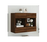 Meuble TV avec Lumières LED, Armoire de Télévision Murale avec Etagères, Meuble Télé Suspendu Salon, Moderne, Chêne 837105