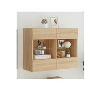 Vidaxl Meuble Tv Mural Avec Lumières Led Chêne Sonoma 78,5x30x60,5 Cm Multicolore