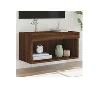 vidaXL Meuble TV avec Lumières LED, Armoire de Télévision Murale avec Rangement, Meuble Télé Suspendu Salon, Moderne, Chêne Marron Bois d'Ingénierie