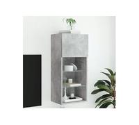 vidaXL Meuble TV 837049 – Mural suspendu avec lumières LED et rangement, Gris béton