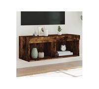 Meuble TV avec Lumières LED, Armoire de Télévision Murale avec Rangement, Meuble Télé Suspendu Salon Salle de Séjour, 837149