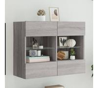 Meuble TV avec Lumières LED Armoire de Télévision Rangement Sonoma Gris vidaXL