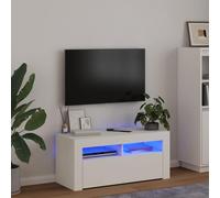 Meuble TV avec Lumières LED Armoire de Télévision Salon Blanc Brillant vidaXL